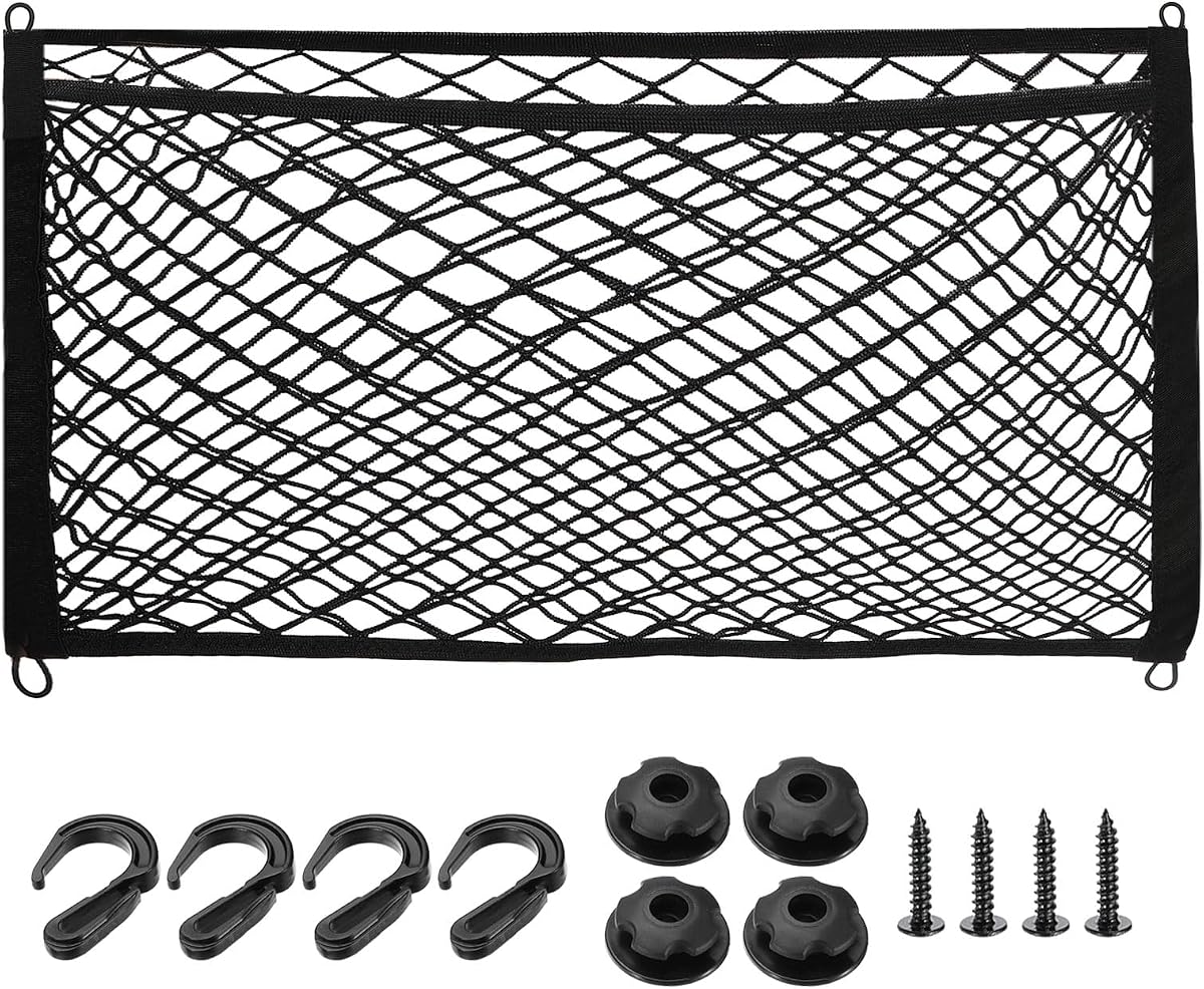 Black Faux-Leather Cargo Net Trunk Organizer product photo