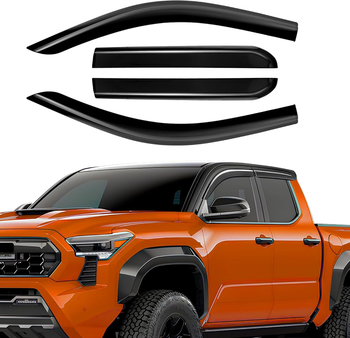 Matte Black Slim Side Window Wind Deflector 2-Piece Truck Set product photo