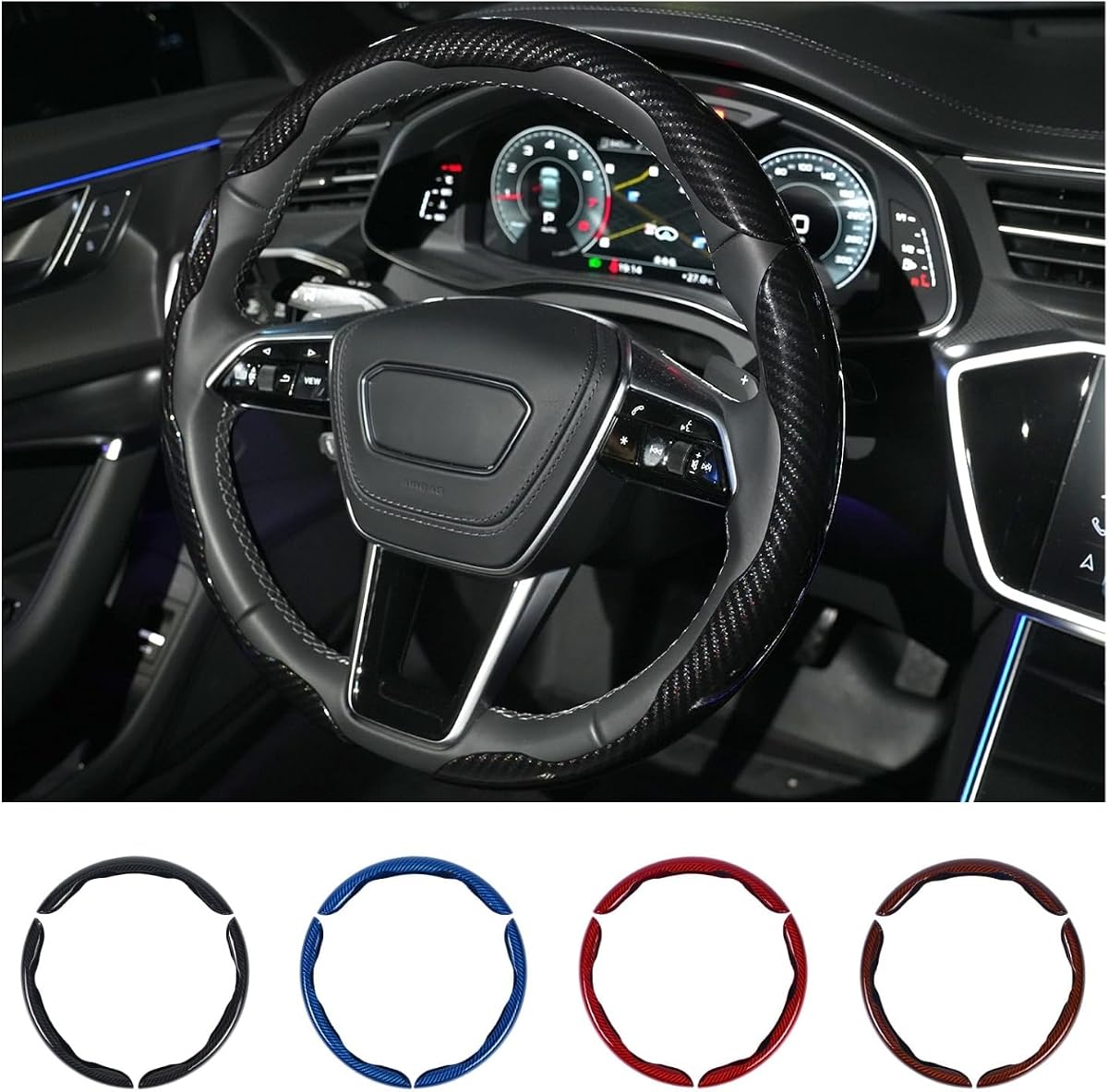 Carbon-Look Textured Steering Wheel Cover product photo